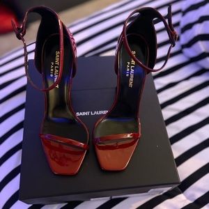 Saint Laurent Opyum YSL Patent ankle-strap sandals